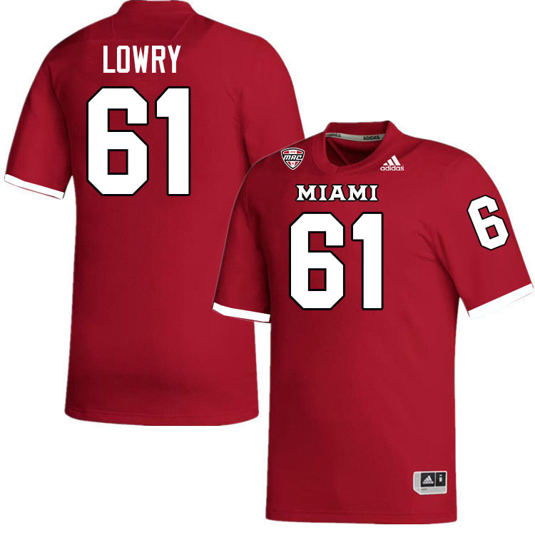 Miami University Redhawks #61 Andrew Lowry College Football Jerseys Stitched-Red